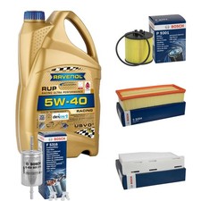 BOSCH Inspektionspaket 5L RAVENOL Racing Ultra 5W-40 für VW Golf Plus 1.4 TSI