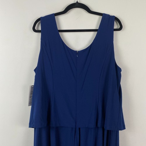 Alex Evenings Embellished Tea-Length Plus Size Dress Size 16W Cobalt Blue - Picture 7 of 10