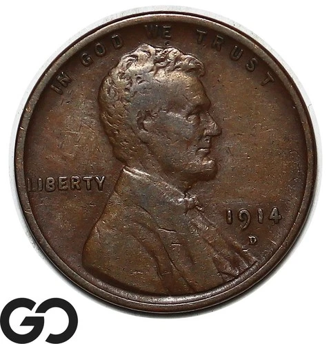1914-D Lincoln Cent Wheat Penny, Highly Demanded Choice XF Key Date Denver Issue