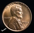 ✅  1945-D Lincoln Wheat Cent Penny - UNC
