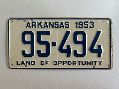 1953 Arkansas License Plate MINT/New Old Stock NICE!!
