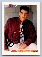 Alex Gonzalez Signed 1992 Bowman Rookie Card RC #596 Autograph Auto Blue Jays. rookie card picture