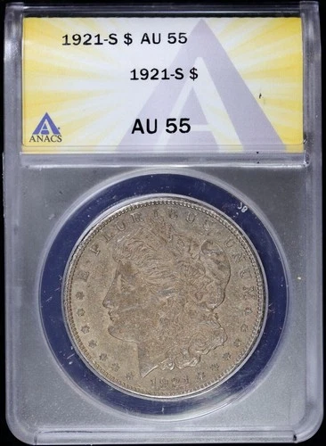1921-S $1 Morgan Silver Dollar ANACS AU 55