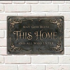 New God Bless This Home Metal Sign 12"X8" Art Wall Decor Family Christian Faith