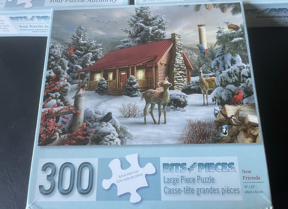 Lote de 3 Bits y Piezas 300 Piezas Rompecabezas Completo Invierno Perros y Gatos Cachorros Foto 4 de 4