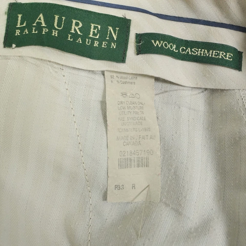 Ralph Lauren Wool Cashmere Pleated Trousers Mens Brown 33x31 Classic Dress Pants - Image 3 of 4