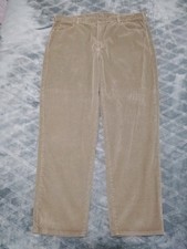 L.L. Bean Corduroy Pants Beige Men's 42x32 Flat Front made in USA