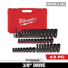 Milwaukee 49-66-7009 43Pc  SHOCKWAVE Imp 3/8" Dr SAE/Metric Set  AUTH USA DEALER