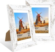 4X6 Picture Frame Set of 2, 4 X 6 Wood Photo Frames with Mat for 3.5X5, Rustic