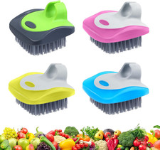 4 Pieces Vegetable Brush Potato Scrubber Brush Silicone Hard and Soft Side Fruit