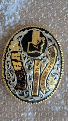 Gist Solid Bronze LQHA 2002 Champion Belt Buckle 3 1/2'' X 4 5/8'' Louisiana 