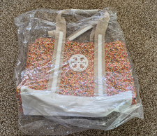 Tory Burch Women's Large Tote Bag Flower Pattern 