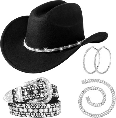 4616 4 Pcs Rhinestone Belt For Men Women Glitter Cowboy Hat Diamond Chain SUOSDEY Men Women Cowboy Rhinestone Belt Western Cowgirl  main image 3