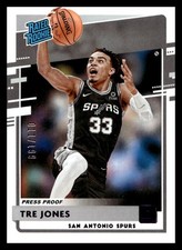 2020 Donruss Tre Jones #244 Press Proof Purple /199 RC San Antonio Spurs