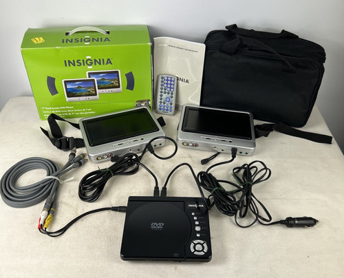 Insignia IS-PDDVD7 Portable DVD Player Set Cables Remote Case 7 inch 2 Screens 