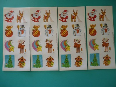 Vintage Current Inc CHRISTMAS STICKERS (4) Sheets 9''x4'' - Free Shipping