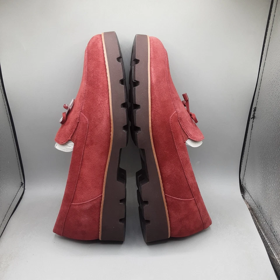 Mocasines Vionic Finley para mujer 11W rojo Syrah gamuza lazo sin cordones A92 Foto 4 de 4