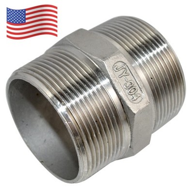 2'' inch NPT Male Pipe Fitting Hex Nipple Stainless Steel 304 connector US STOCK