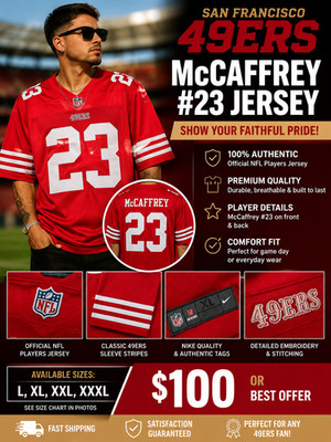 San Francisco 49ers Christian McCaffrey #23 Nike On Field NFL Jersey Red XL New