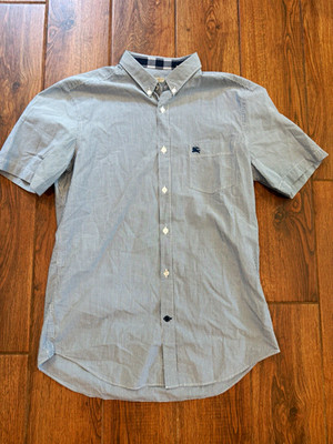 Burberry Brit Woven Button-Up Shirt (blue/white stripe, pockets) - Men s M