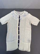 Vintage women Cream Knit Cardigan Sweater Size S Cottagecore