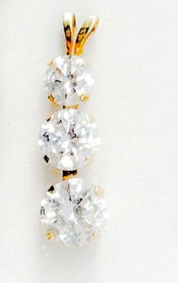 14k Solid Yellow Gold Trio Graduated Cubic Zirconia Pendant JCM Jacmel