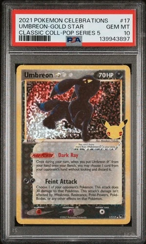 2021 Pokémon Celebrations Umbreon Gold Star 17/17 PSA 10 GEM MINT