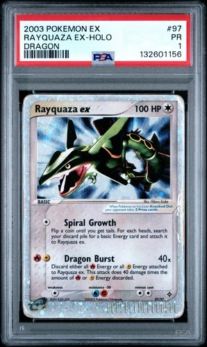 PSA 1 PR 2003 Pokemon EX Dragon Rayquaza EX Holo Foil Rare 97/97