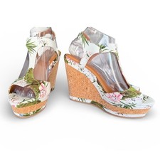 Lust 4 Life Lily Womens Floral Print Cork Wedge Sandals Size 8.5