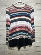 Karen Kane Women's Medium Striped Long Sleeve Top Shirt Tunic Blouse Stretch M