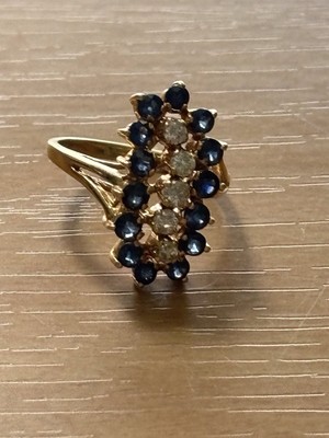14K Damenring Diamanten und Saphire, Größe 5 1/2, 650,00  