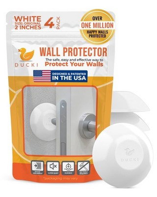 Ducki Door Stoppers for Wall 2'' (4 Pack White) Self 2 inch Pack), White