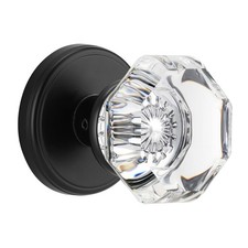 Crystal Door Knobs Interior, Octagon Passage Round Glass Door Knobs Matte Bla...