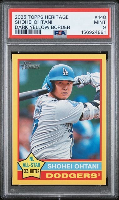 2025 Topps Heritage #148 Shohei Ohtani Dark YELLOW Border PSA 9