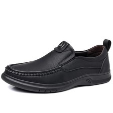 Men's Casual Business Leather Flat Shoes Fashion Breathable Slip-on Dress Shoes