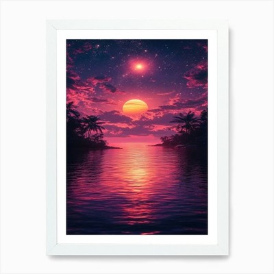 Sunset In The Sea Art Print Framed Wall Art Poster Canvas Print Picture