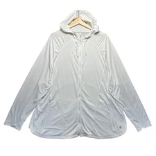 Coolibar UPF 50+ Sun Protection Full Zip Jacket Hoodie White 3X Astir
