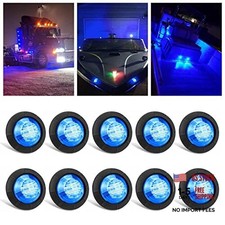 10PCS Sealed Waterproof 3/4" Mini Round Clearance LED Front Colored Lens Blue