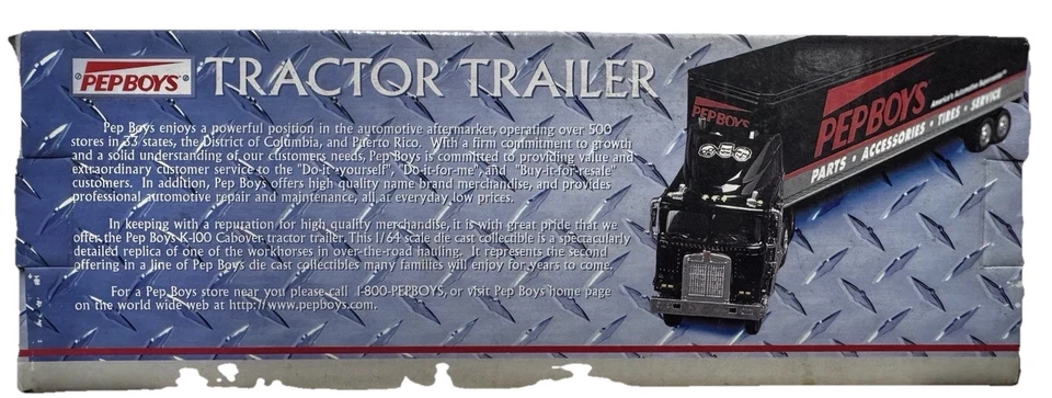 Pep Boys Cab Over Tractor Trailer Die Cast 1/64 Limited Edition Collectable New - Image 3 of 3