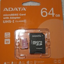 ADATA 64GB microSDXC Card Class 10 Water Proof Shock Proof Adapter Anti Static
