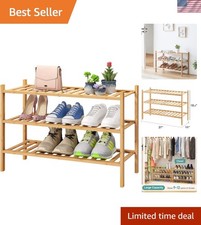 Versatile 3-Tier Free Standing Bamboo Shoe Rack - Easy Assembly  Natural Finish