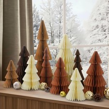 10 Pcs Large Neutral Honeycomb Christmas Tree 20/16/12/10/8 Inch 3D Paper Tre...