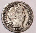 1912-D Barber Silver Dime - Very Good - #1000E - FREE SHIPPING
