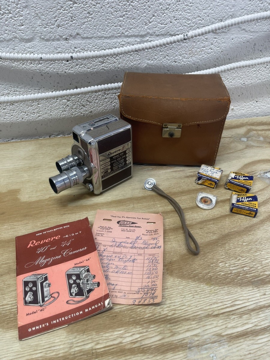 Revere 8 Model 44 Movie Camera w/ 3 Lenses, Manual Vintage Revere