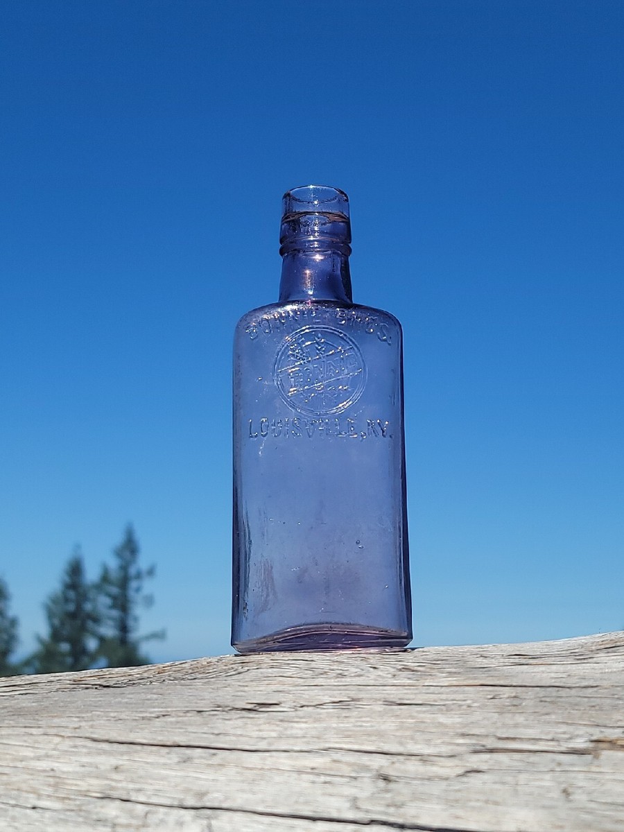 ブランデー chuckie C. 1900 Louisville Whiskey Flask☆Old Lavender Kentucky