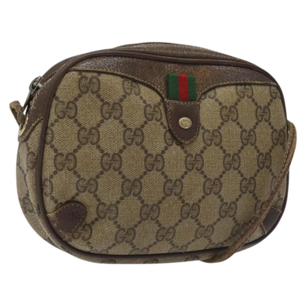 Sac à bandoulière GUCCI GG Supreme Web Sherry Line PVC beige 156 02 066 authentique BD867