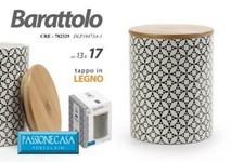 BARATTOLO BISCOTTIERA CONTENITORE PORCELLANA 13*17 CM TAPPO IN LEGNO CRE-782329