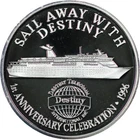 1996 Destiny Telecom Sail Away With Destiny 1 oz .999 Fine Silver Round