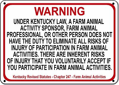 KENTUCKY Equine Sign activity liability warning statute horse farm barn stable