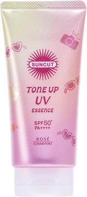KOSE SUNCUT Toneup UV essence rose pink 80g Sonnencreme LSF 50+ wasserdicht Japan